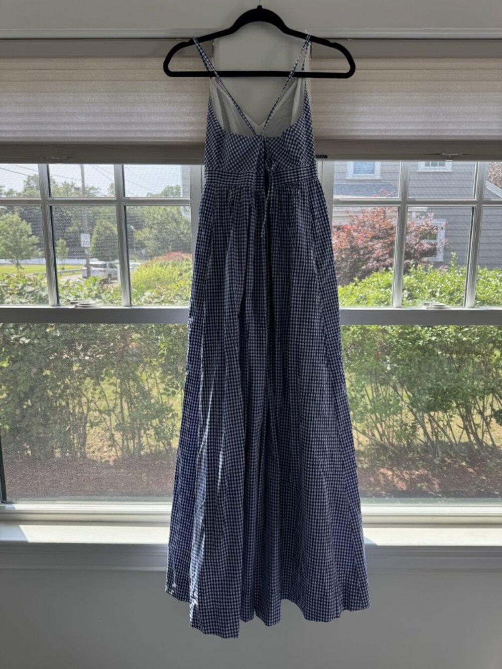 J.Crew Navy Gingham Midi Dress Tie Back Size 4